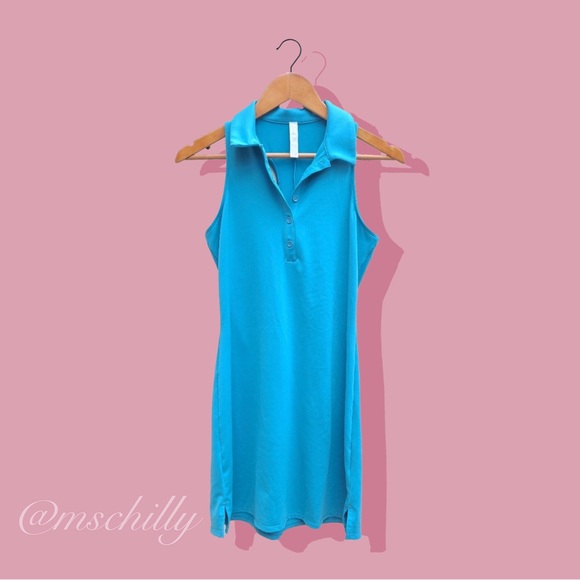 ALO Yoga Dresses & Skirts - Alo Yoga Charmed Polo Tennis Dress in Blue Splash Teal Turquoise Mini Active S